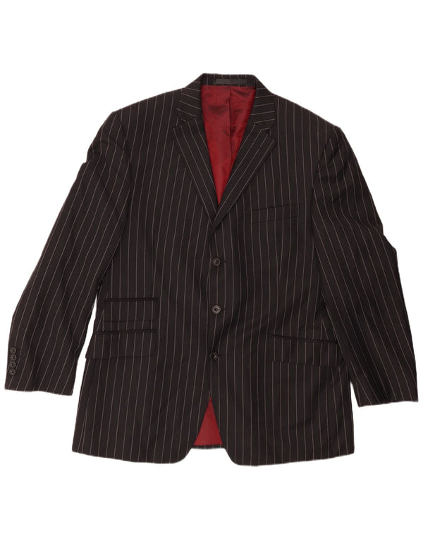 Jaqueta blazer masculina de 3 botões Marks & Spencer UK 42 listra preta grande