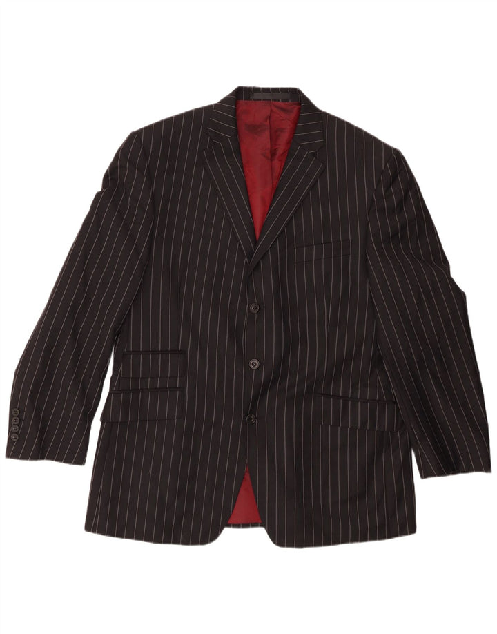 Jaqueta blazer masculina de 3 botões Marks & Spencer UK 42 listra preta grande