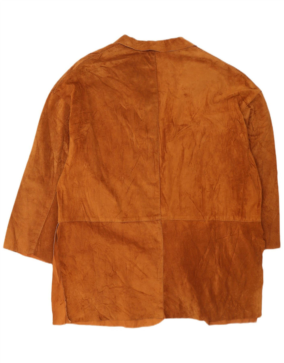 Sobretudo feminino VINTAGE de camurça grande Reino Unido 14 couro marrom médio