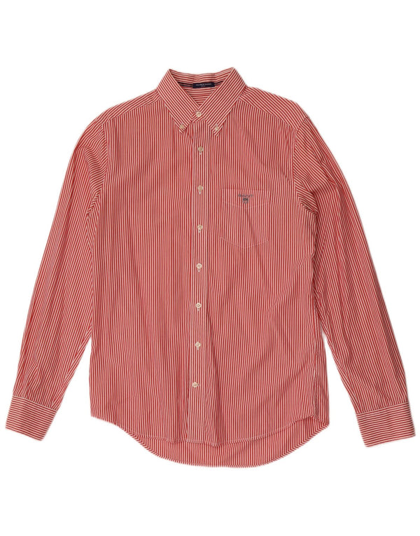 Camisa masculina Gant tamanho 39/40 15 3/4 algodão listrado vermelho médio