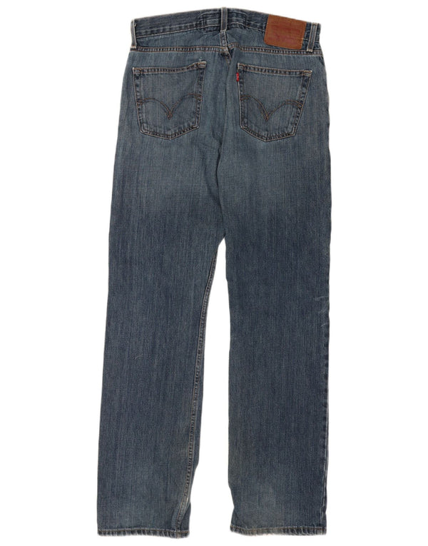 Levi's Masculino 514 Distressed Slim Straight Jeans W32 L34 Azul Algodão