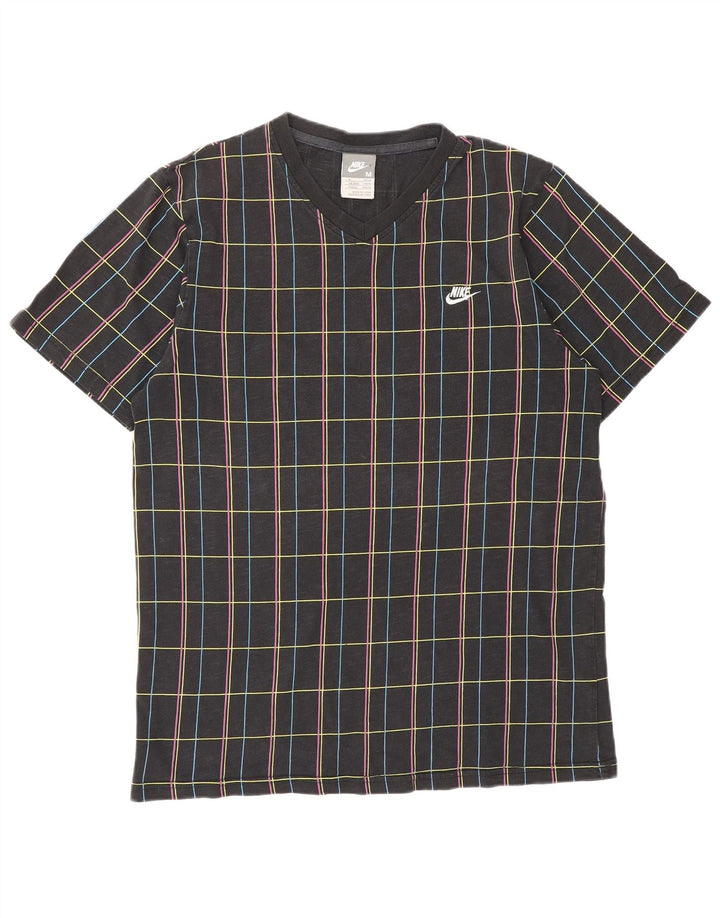 Camiseta masculina NIKE UK 39/40 médio preto xadrez algodão