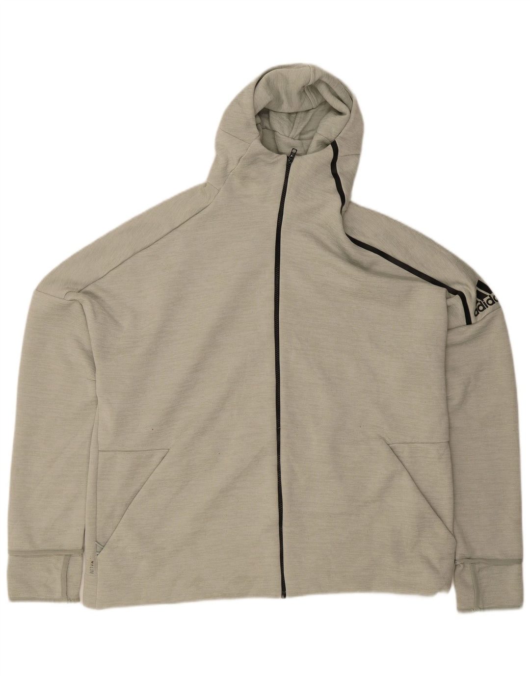 ADIDAS Suéter masculino com capuz e zíper gráfico 2XL cinza poliéster
