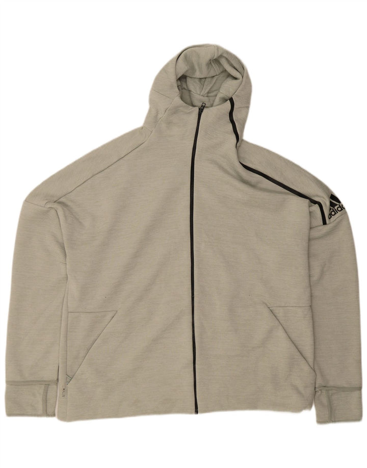 ADIDAS Suéter masculino com capuz e zíper gráfico 2XL cinza poliéster