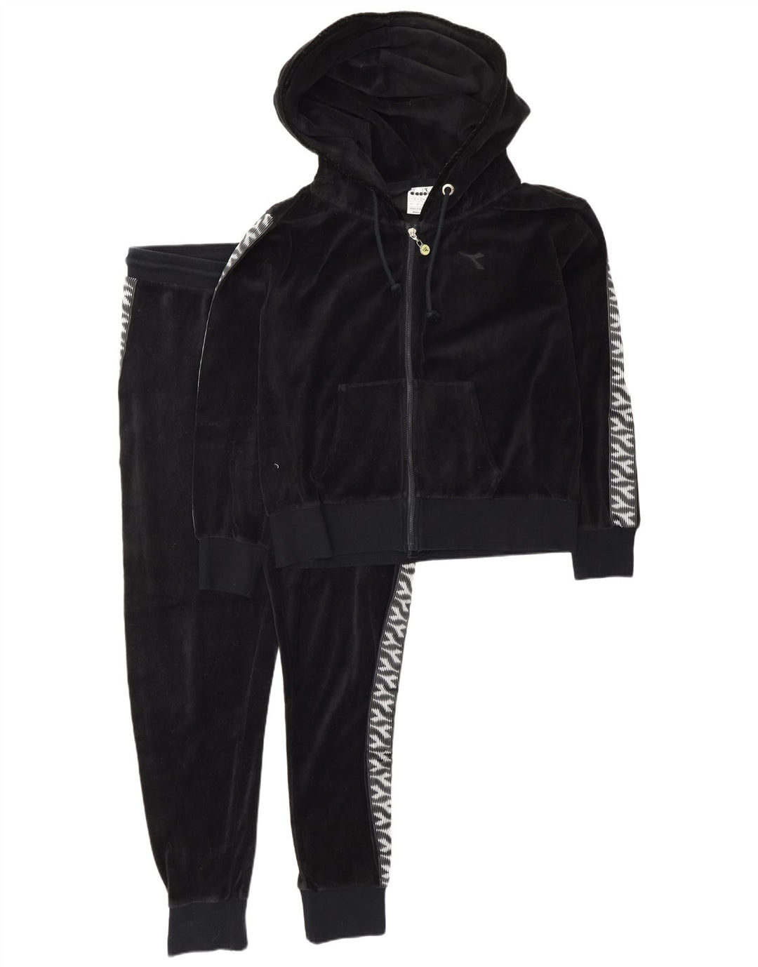 DIADORA Feminino Oversized Velour Full Tracksuit Reino Unido 10 Pequeno Preto