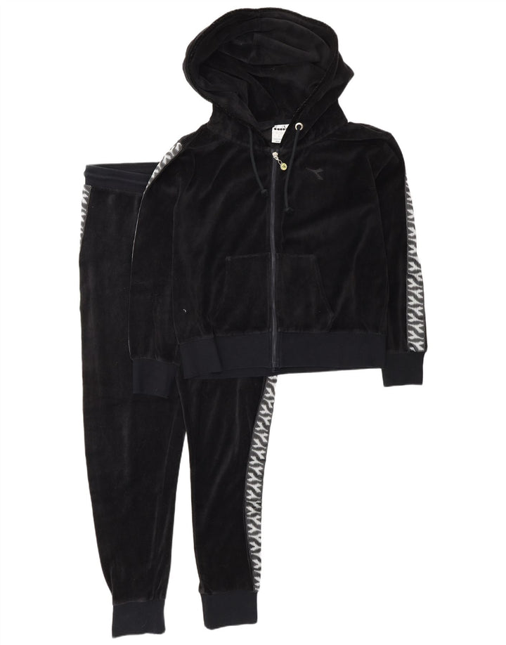 DIADORA Feminino Oversized Velour Full Tracksuit Reino Unido 10 Pequeno Preto