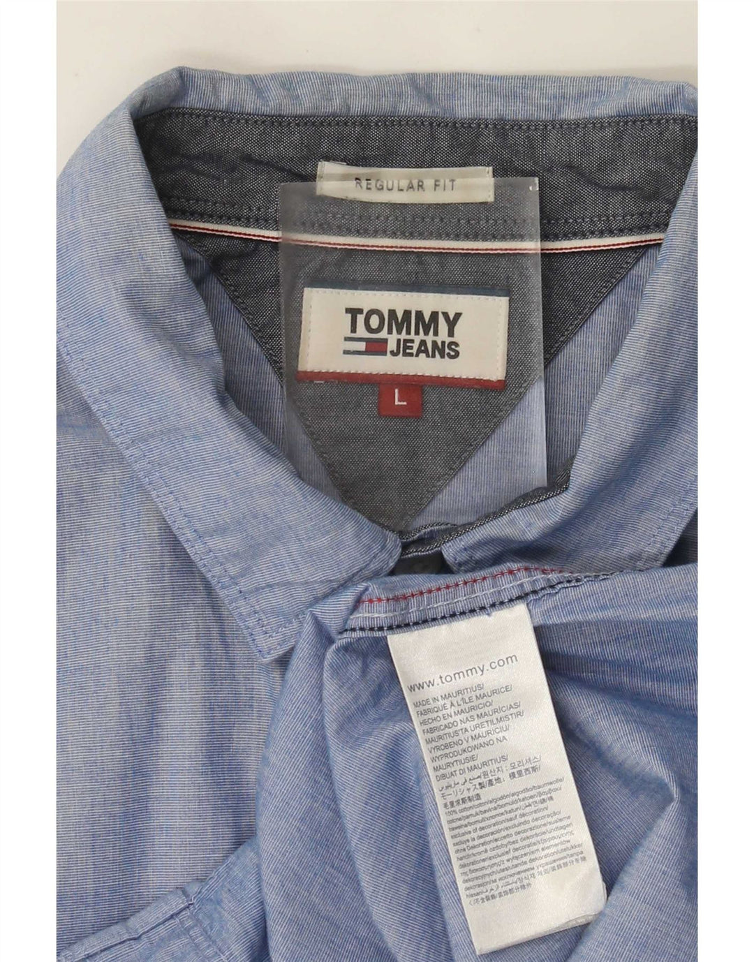Camisa masculina Tommy Hilfiger Regular Fit grande algodão azul