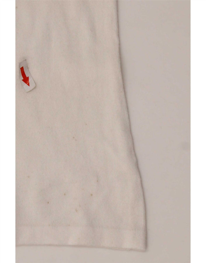 Top feminino Benetton manga comprida UK 14 médio branco