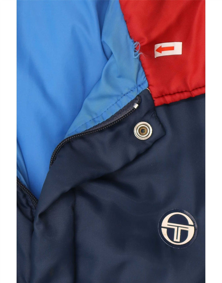 Jaqueta masculina acolchoada com capuz Sergio Tacchini IT 52 XL azul marinho Colourblock