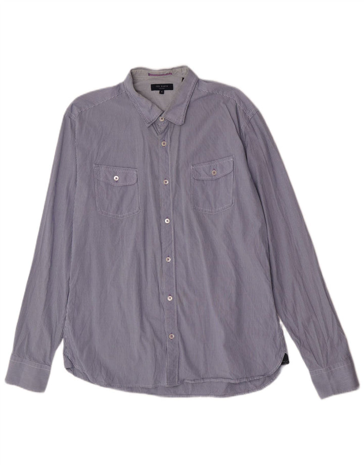 Camisa masculina Ted Baker tamanho 6 2XL xadrez azul marinho