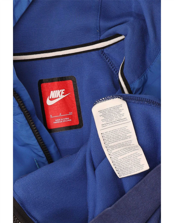 Suéter Nike Masculino Zip com Capuz Pequeno Azul Colorblock Algodão