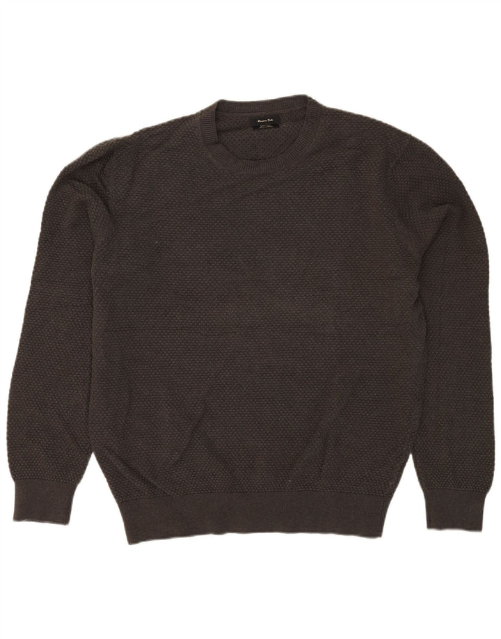 Suéter masculino MASSIMO DUTTI com gola redonda, grande algodão cáqui