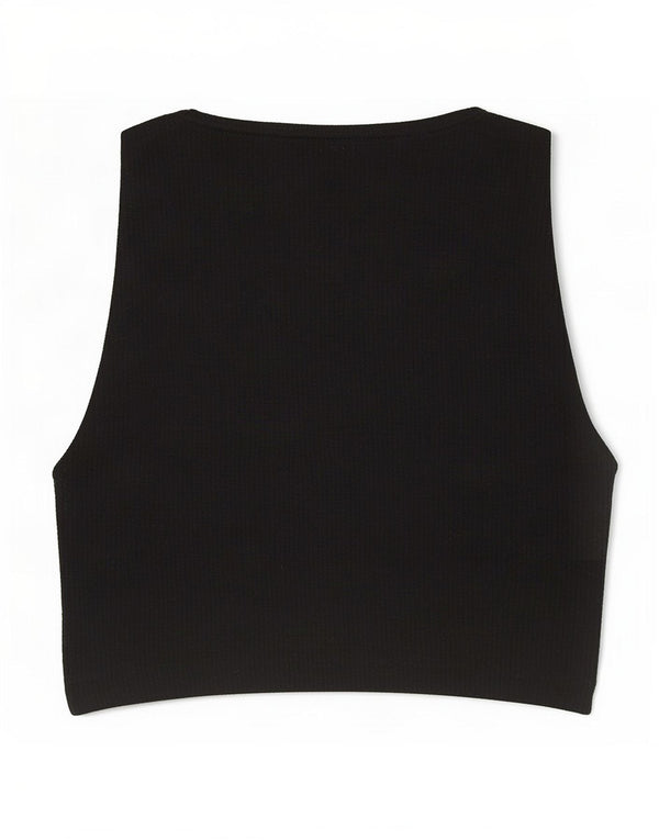 Zara Womens Crop Vest Top Reino Unido 8 Pequeno Preto