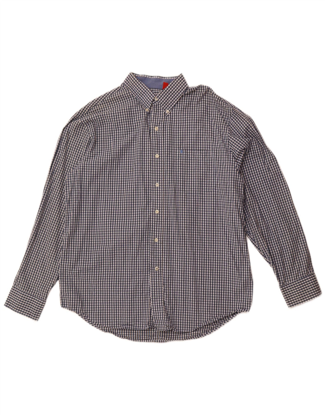 Camisa masculina Izod grande algodão xadrez azul
