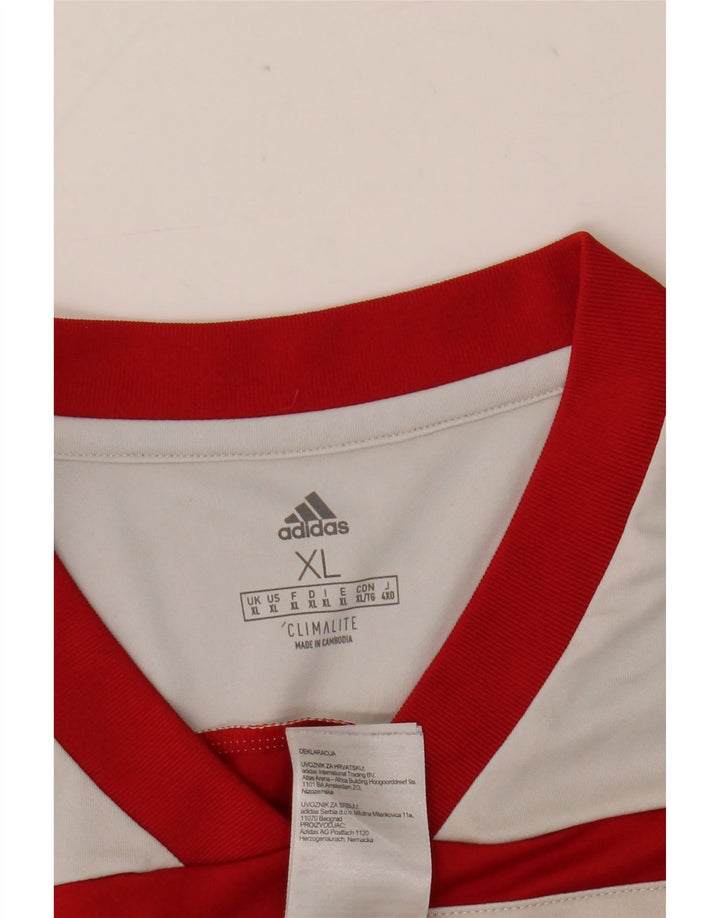 Adidas Masculino Climalite Camiseta Top XL Vermelho Colorblock Poliéster