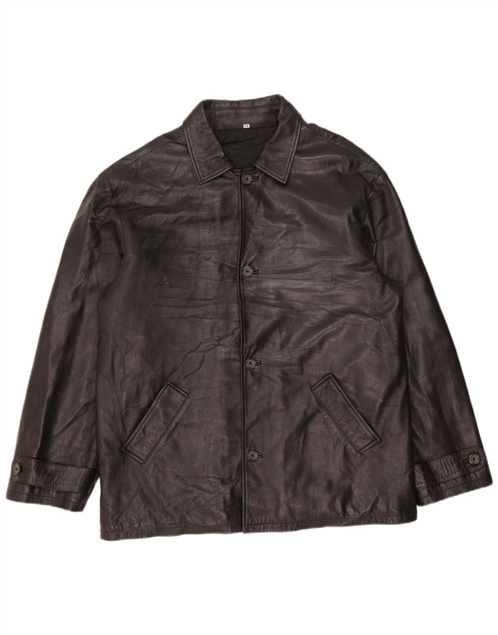 Jaqueta de couro masculina vintage IT 54 2XL couro preto