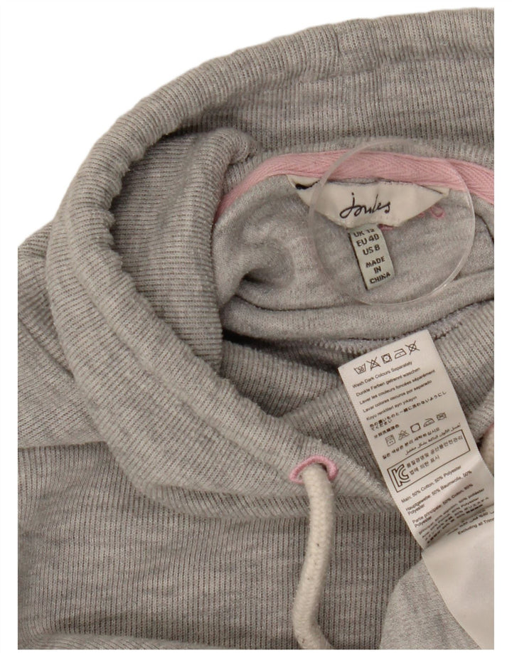 Suéter feminino Joules com gola redonda e algodão manchado cinza médio UK 12