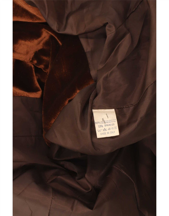 Jaqueta blazer feminina vintage de veludo com 1 botão Reino Unido 14 marrom médio clássico