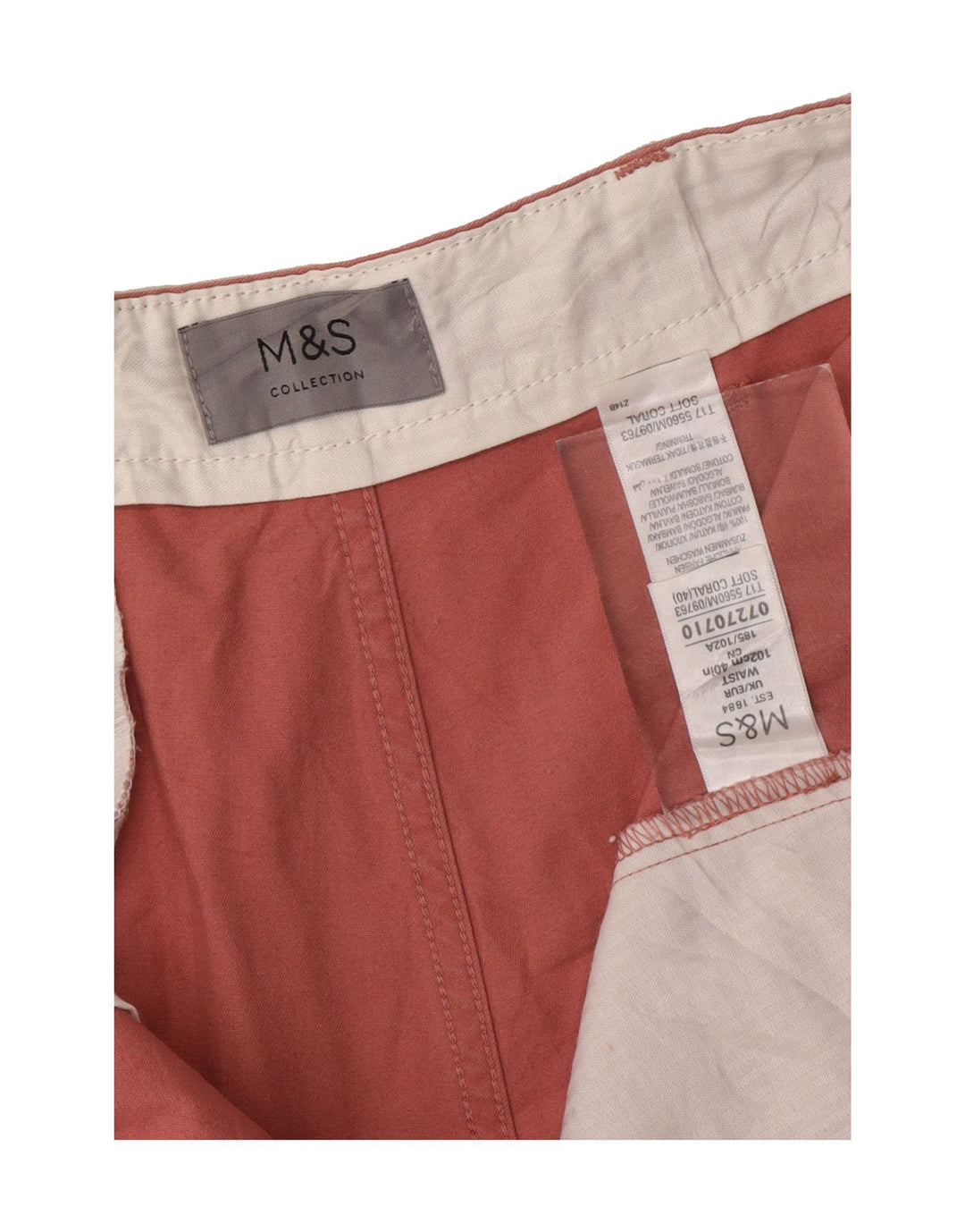 MARKS & SPENCER Mens Chino Shorts W40 XL Pink Cotton Vintage Marks & Spencer and Second-Hand Marks & Spencer from Messina Hembry 