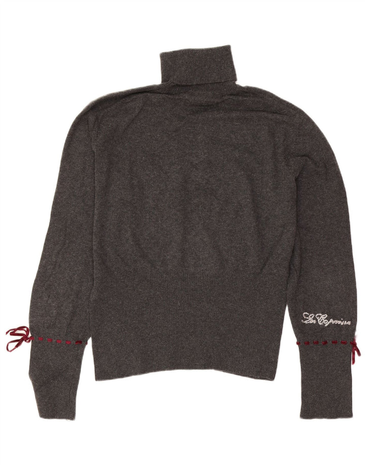 Suéter feminino Les Copains gráfico com gola redonda IT 46 grande cinza floral