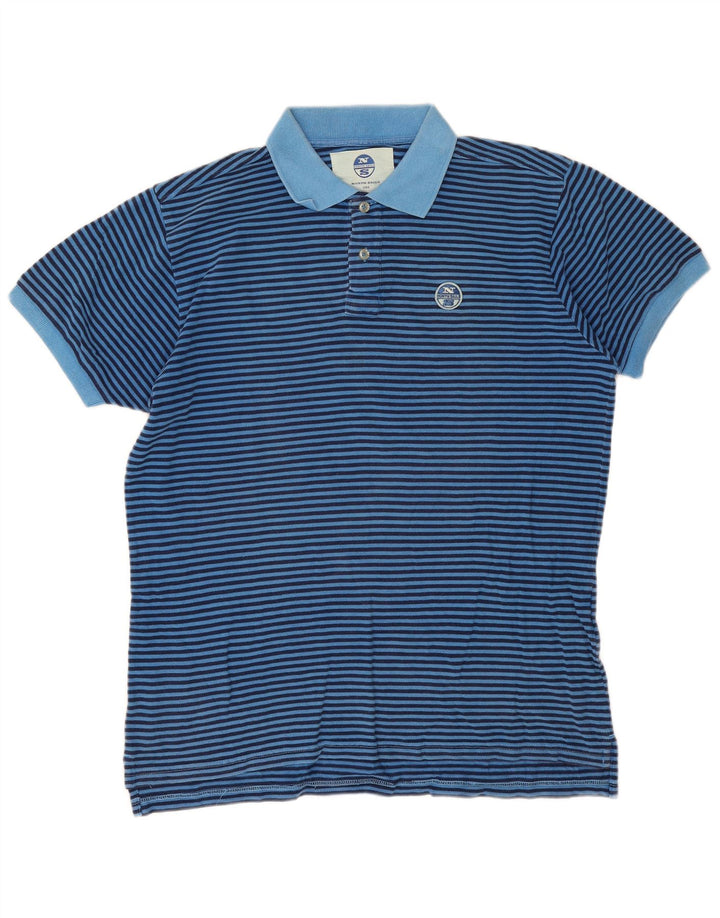 Camisa polo masculina North Sails grande algodão listrado azul