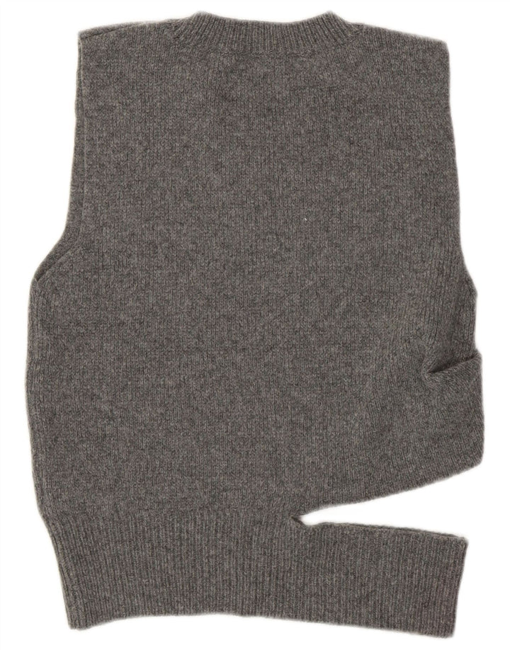 Regata feminina Zara com colete curto Reino Unido 10 pequena lã cinza