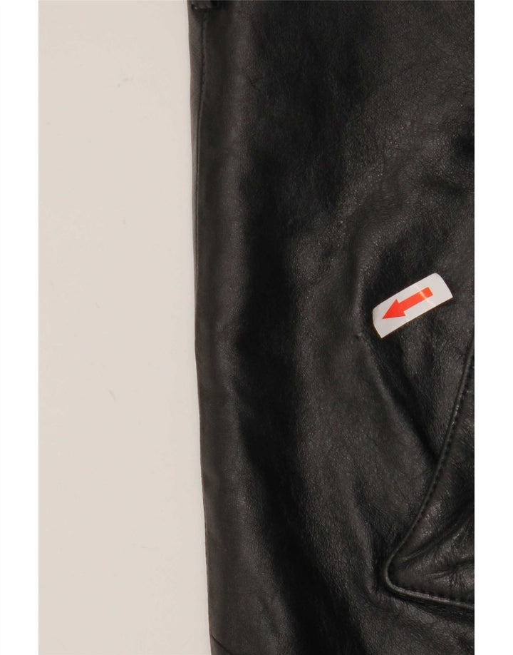 Jaqueta de couro masculina vintage UK 36 pequeno bloco colorido preto