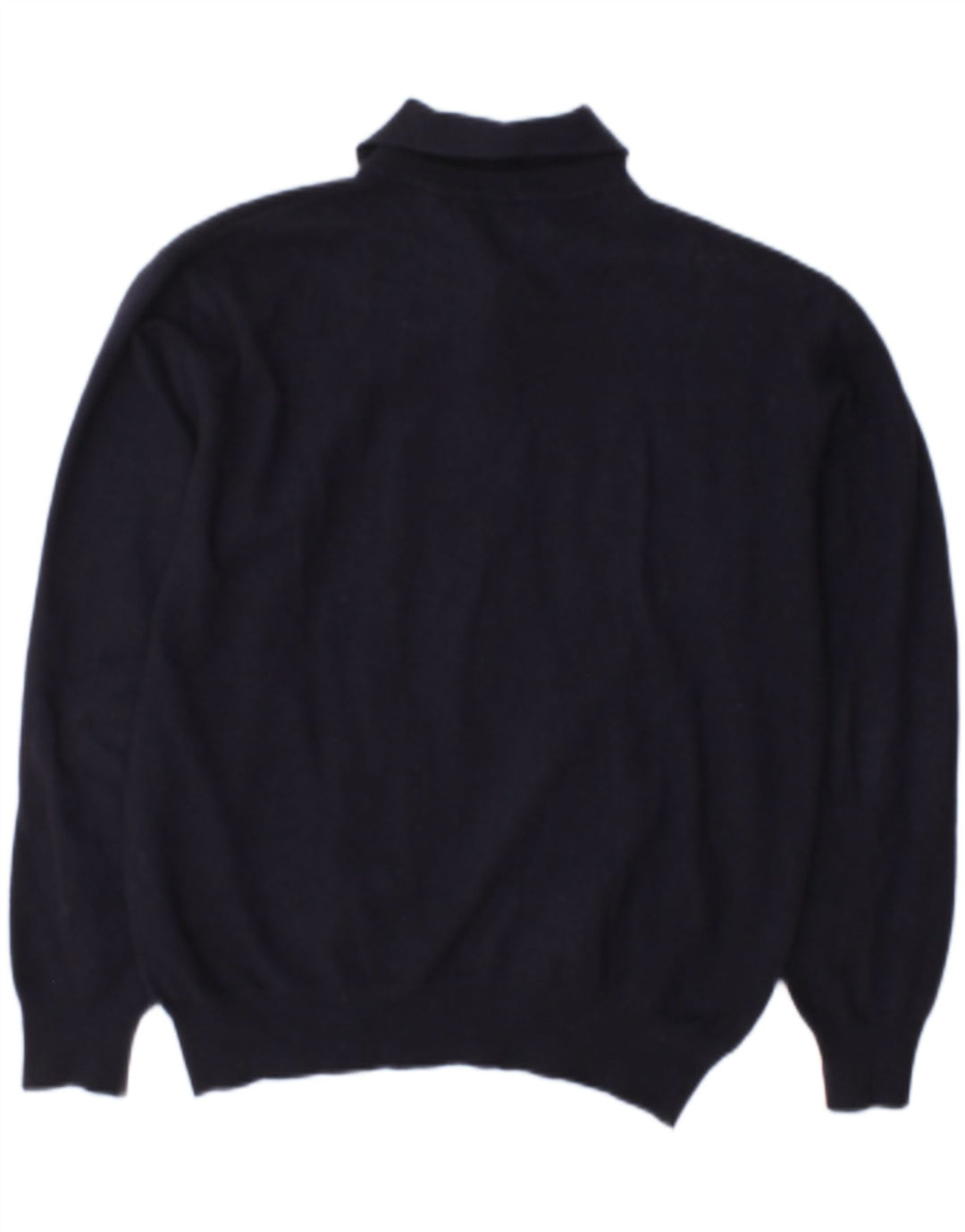 Trussardi Jeans Suéter masculino com gola polo e lã azul marinho médio