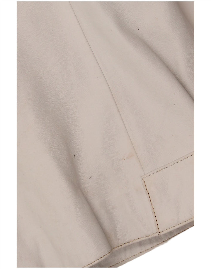 Jaqueta feminina de couro para motociclista Arlen Ness Reino Unido 18 XL em couro branco