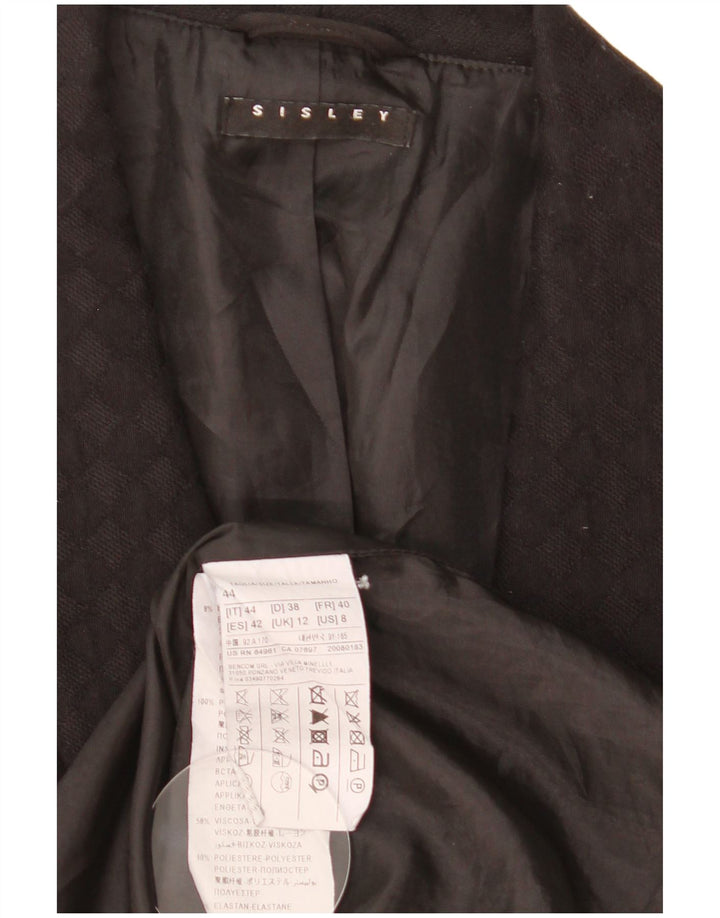 Jaqueta blazer feminina Sisley Longline sem mangas Reino Unido 12 médio preto