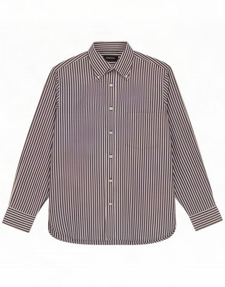 Gant Camisa masculina pequena listrada azul marinho algodão