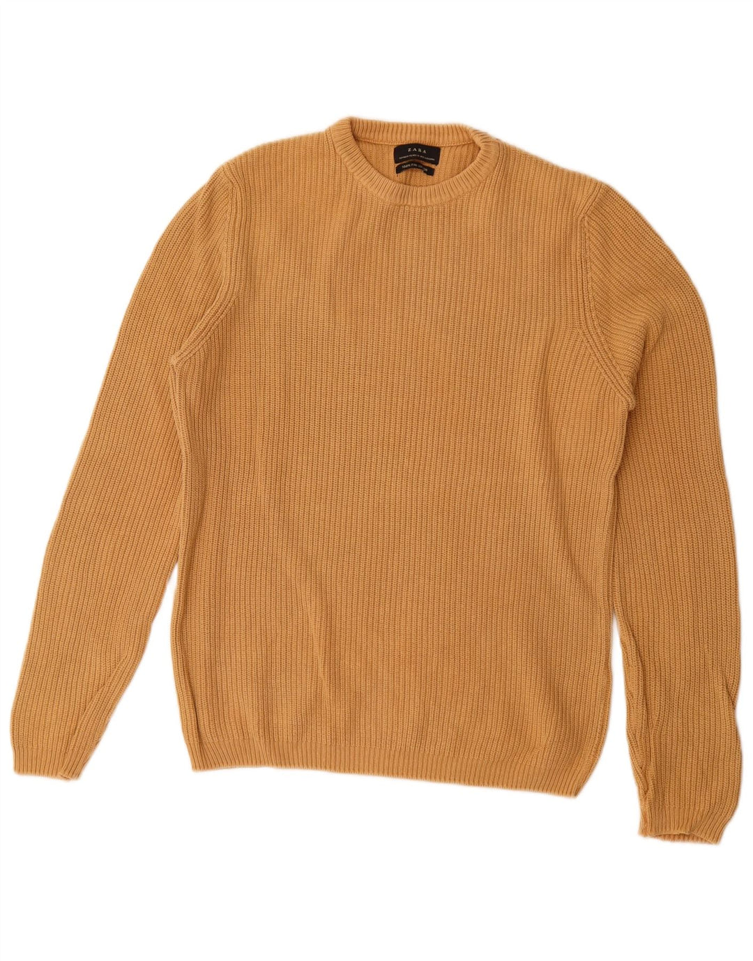 Zara Suéter masculino com gola redonda e algodão bege médio