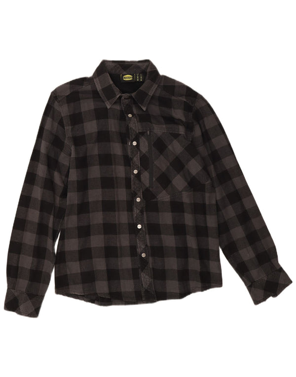 Camisa feminina de flanela Diadora UK 18 XL cinza algodão guingão