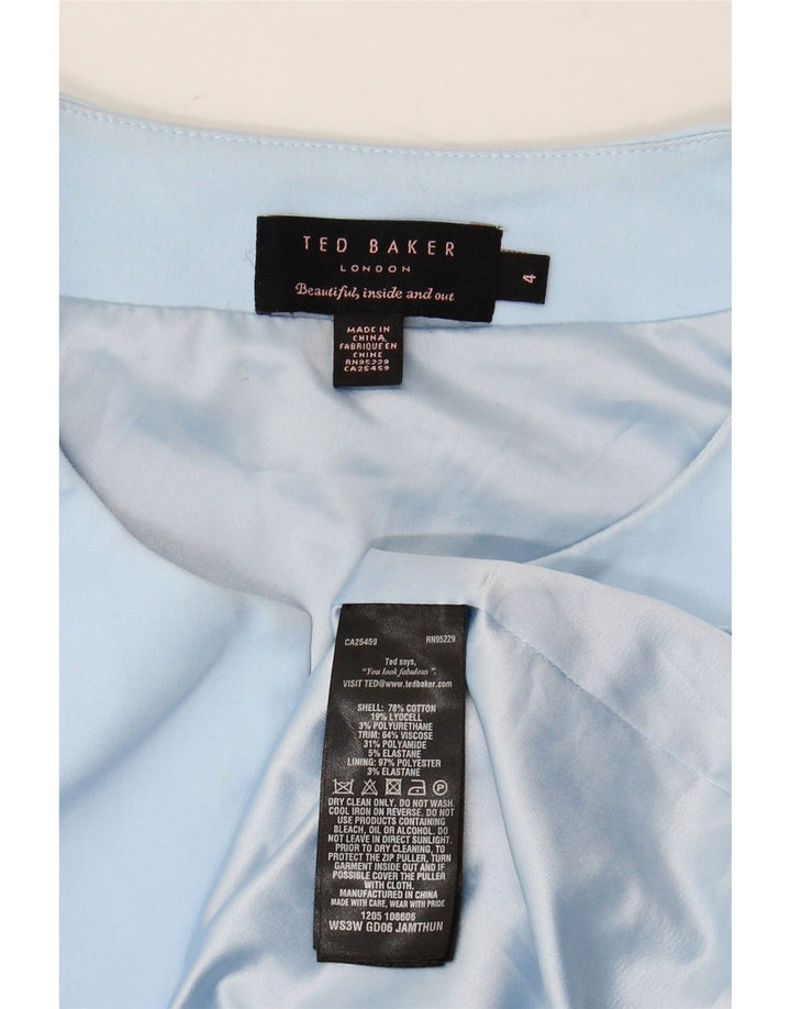 Vestido bodycon feminino sem mangas TED BAKER tamanho 4 grande bloco colorido azul