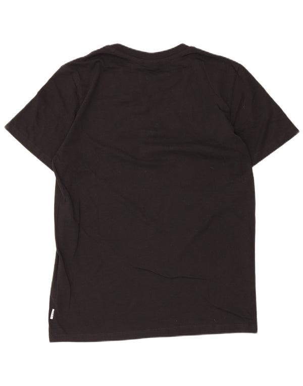 Camiseta gráfica masculina Jack & Jones, top pequeno de algodão preto