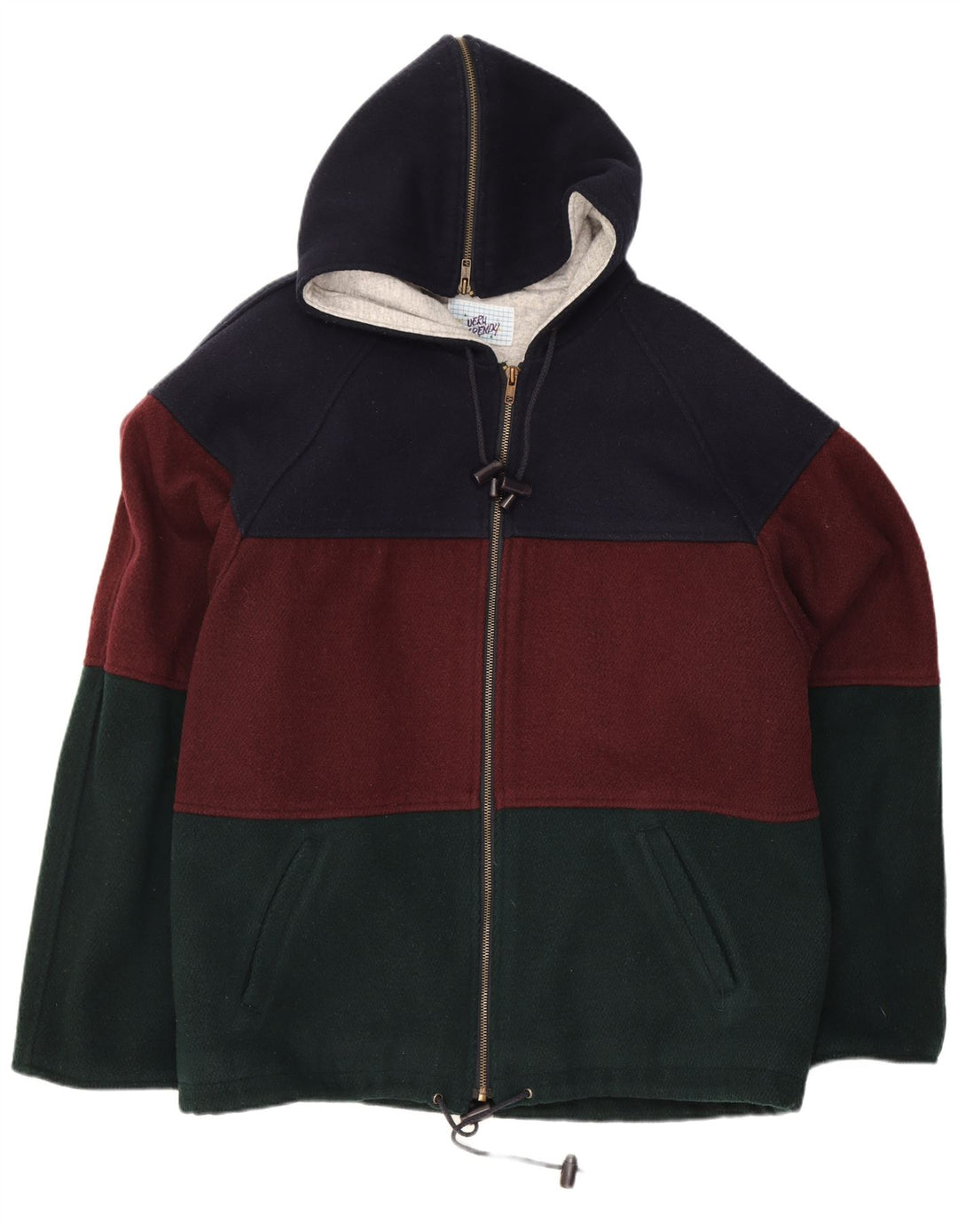 Jaqueta corta-vento masculina vintage Reino Unido 38 médio azul marinho colorblock acrílico