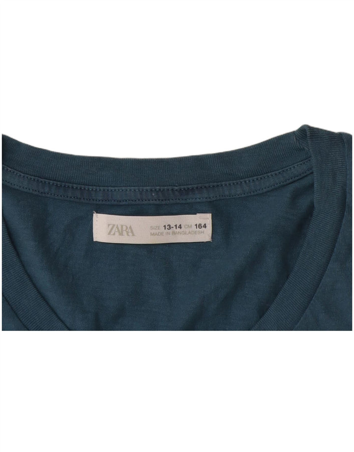 Zara Boys Graphic Vest Top 13-14 anos Azul Colorblock
