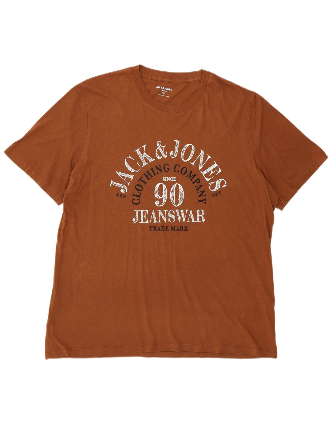 Camiseta gráfica masculina JACK & JONES 2XL algodão marrom