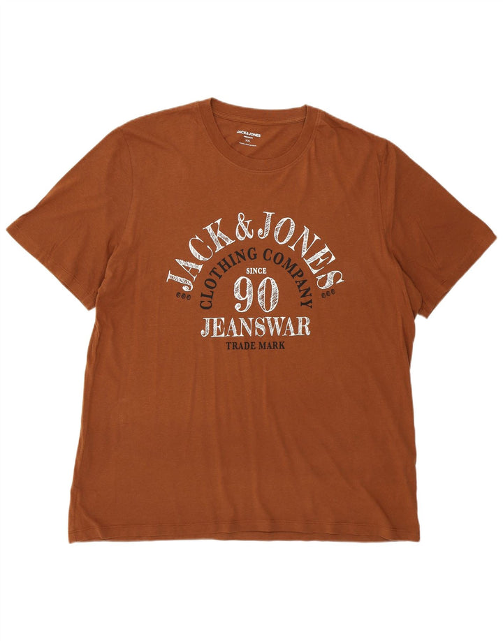 Camiseta gráfica masculina JACK & JONES 2XL algodão marrom