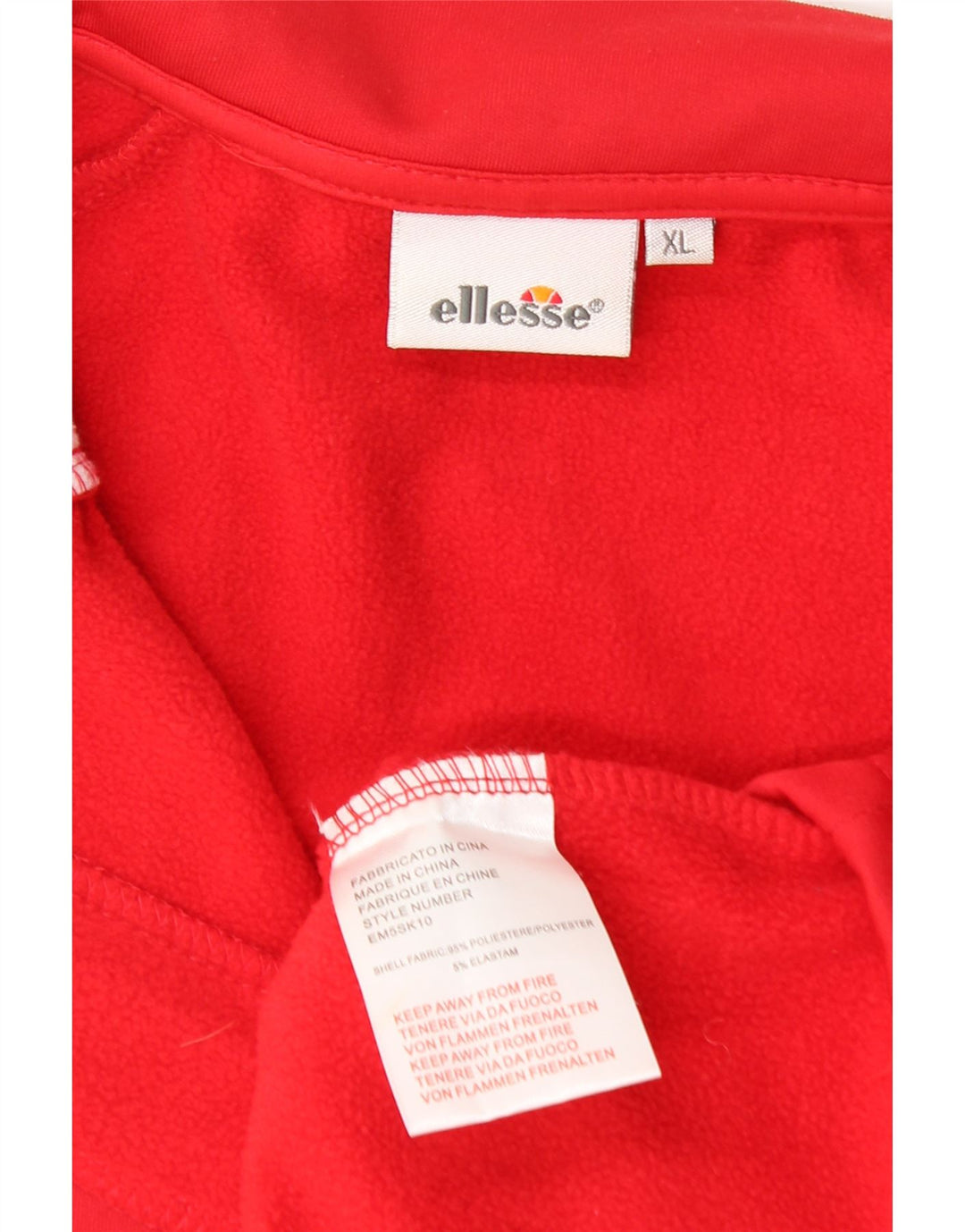 Suéter masculino Ellesse com zíper e gola XL em poliéster colorblock vermelho