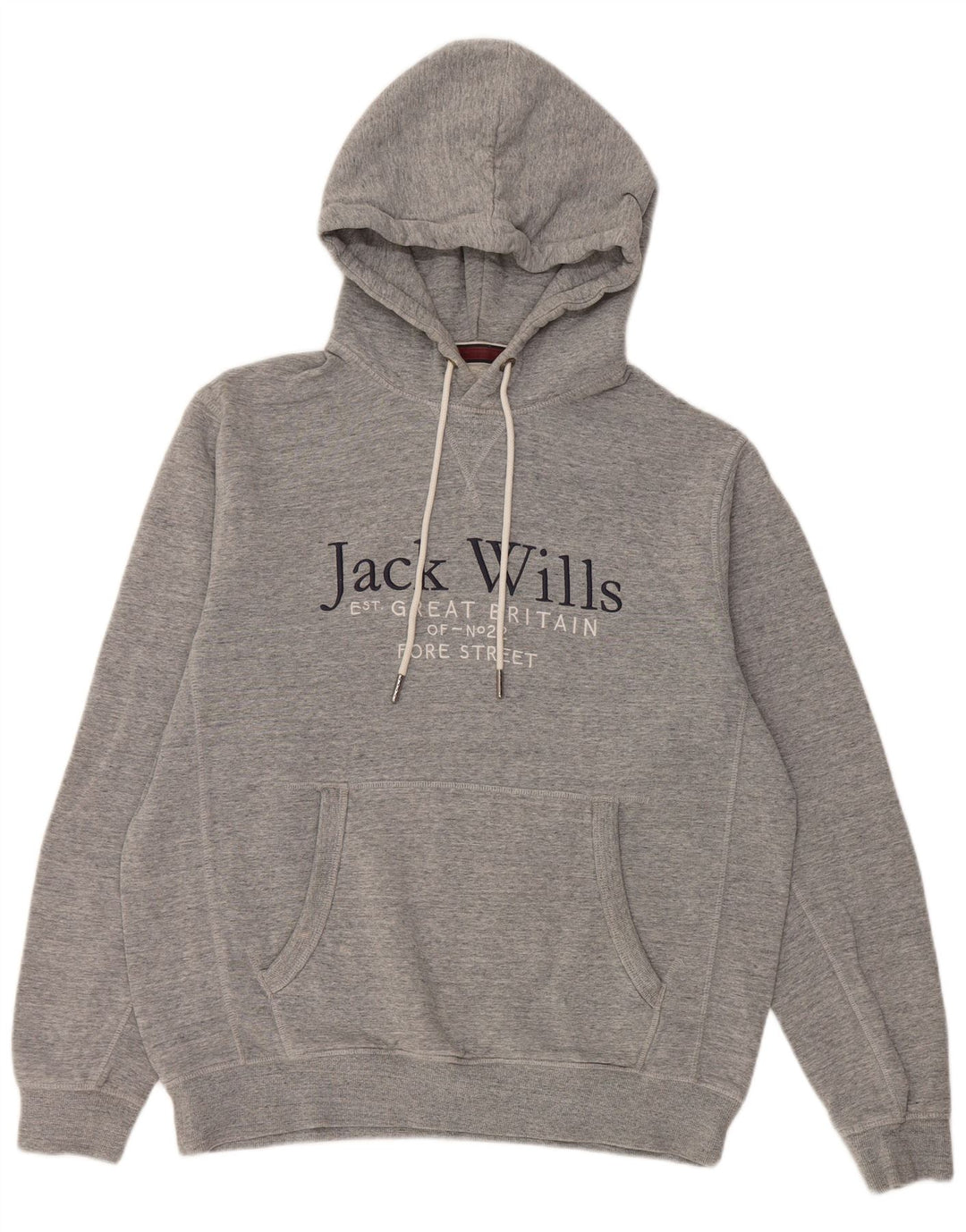 Suéter masculino com capuz gráfico Jack Wills, algodão manchado cinza médio