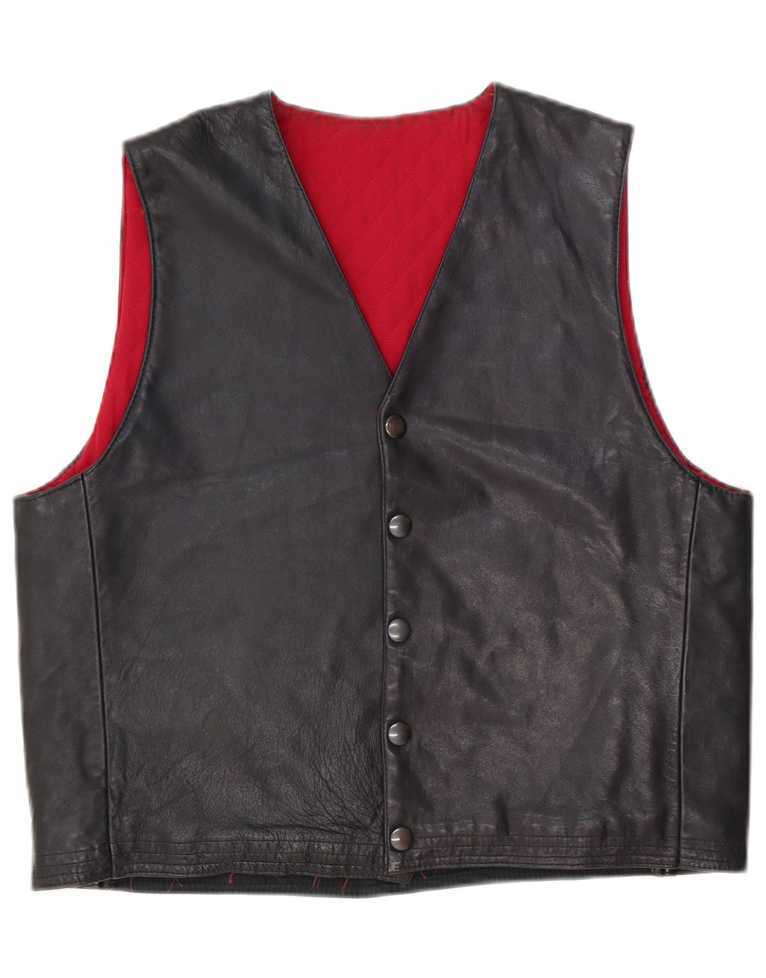 Colete de couro masculino vintage médio preto