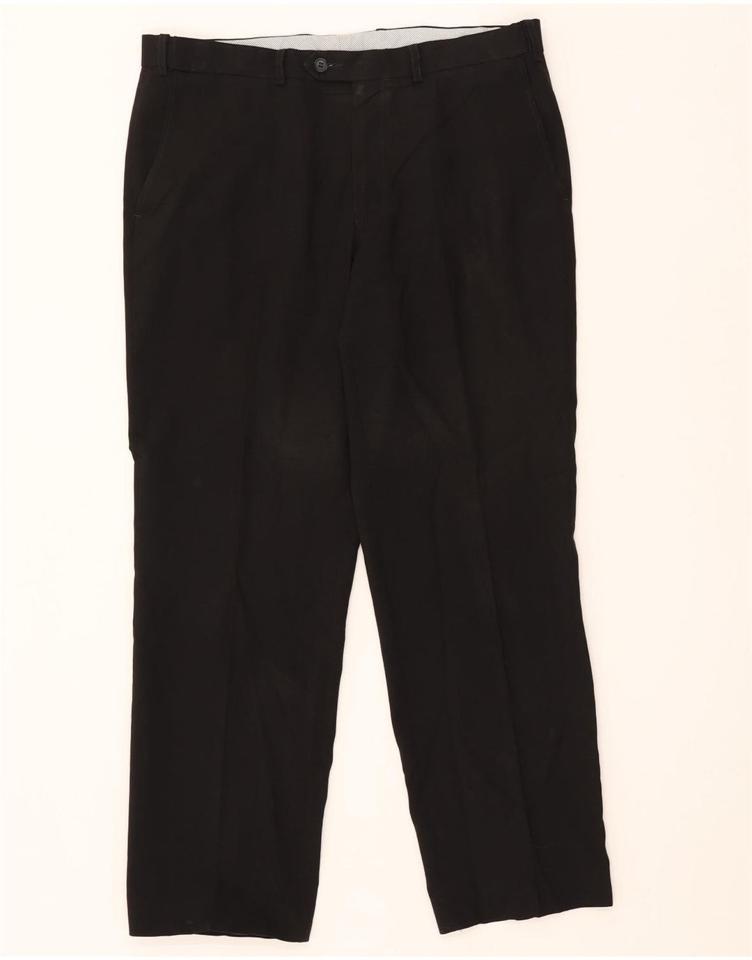 Calça chino reta masculina Marks & Spencer W36 L31 poliéster preto