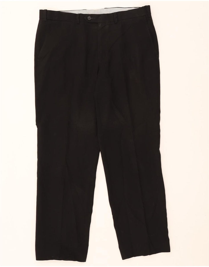 Calça chino reta masculina Marks & Spencer W36 L31 poliéster preto