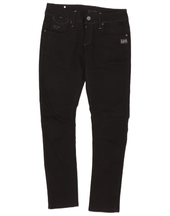 G-Star feminino 3301 jeans skinny W28 L29 poliéster preto