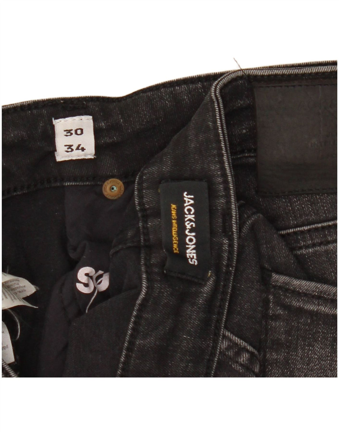 Jeans masculinos Jack & Jones Slim W30 L34 algodão preto