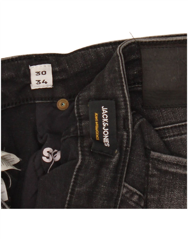 Jeans masculinos Jack & Jones Slim W30 L34 algodão preto