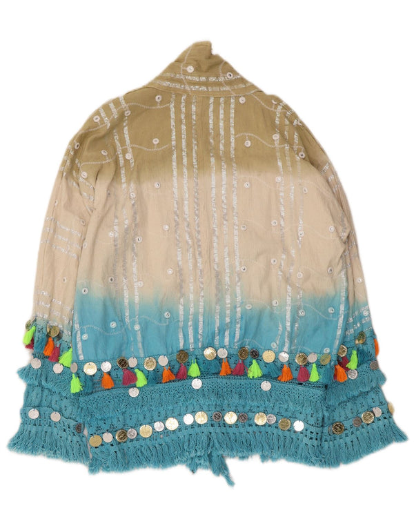 Vintage Womens 3/4 Sleeve Cardigan Top UK 12 Medium Multicoloured