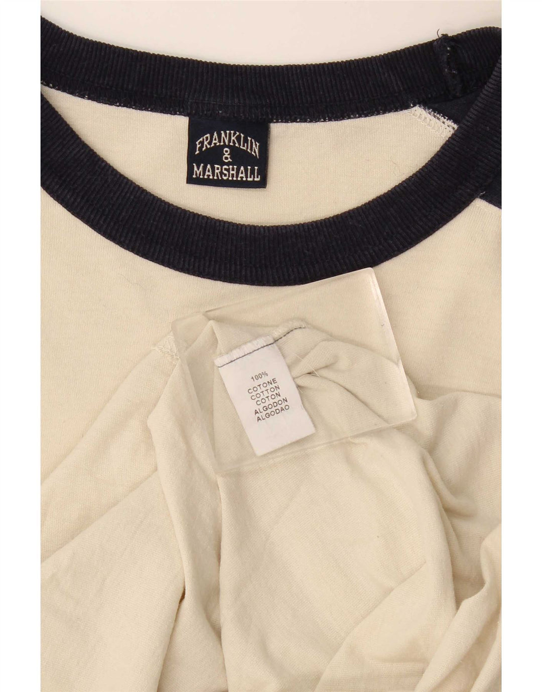 Franklin & Marshall Mens Gráfico Top Manga Longa Médio Off White