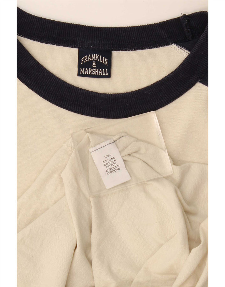Franklin & Marshall Mens Gráfico Top Manga Longa Médio Off White